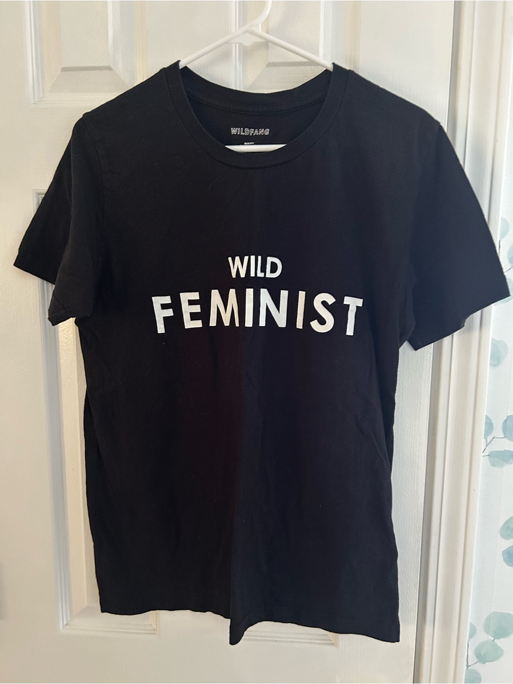 Wildfang Black Tee with White 'WILD FEMINIST' Graphic